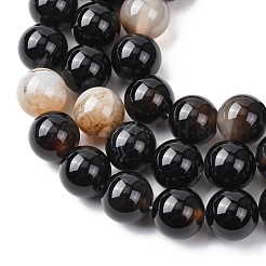 Natürliche schwarze Achat Perlen Stränge&nbsp;G-H343-D02-12mm