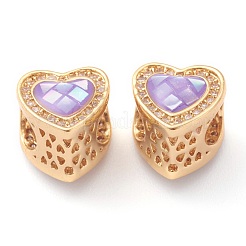 Perle europee cave in ottone zircone chiaro micro pavè di zirconi chiari&nbsp;ZIRC-H111-17G