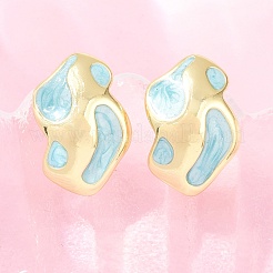 Boucles d'oreilles à clous irrégulières en laiton émaillé&nbsp;EJEW-K249-14G-05