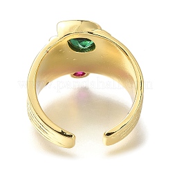 Offene Manschettenringe aus Messing mit Mikropavé und Zirkonia aus Glas für Damen&nbsp;RJEW-M022-02G