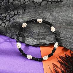 2 Stück Stretch-Armbänder aus natürlichem Lavastein und synthetischen türkisfarbenen Perlen für Männer und Frauen&nbsp;BJEW-JB12132