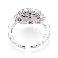 Anelli polsino aperto regolabile in ottone micro pavé di zirconi cubici per donna&nbsp;RJEW-N051-03P