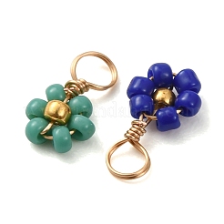80 breloque fleur en perles de verre bicolores&nbsp;FIND-DC0003-64