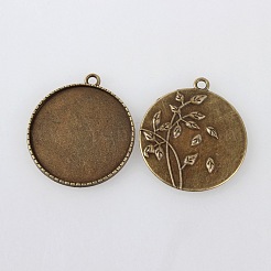 Castone pendente in lega tibetana con incastonatura a cabochon incastonato&nbsp;X-TIBEP-M018-86AB-NF