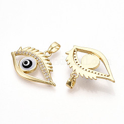 Pendentifs avec zircon cubiques à micro-pavés en laiton&nbsp;KK-T070-74