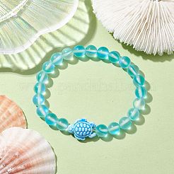 Braccialetti elasticizzati con perline sintetiche di pietra di luna tonda tinta tonda da 8 mm&nbsp;BJEW-JB10308-05