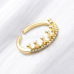 Anelli di polsino in zircone chiaro con micro pavè di ottone&nbsp;RJEW-M066-02G