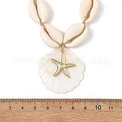Collares con colgante tallado en forma de estrella de mar y concha de agua dulce natural&nbsp;NJEW-JN06566-01