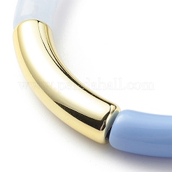 Bracciale elasticizzato con perline in tubo curvo acrilico per donna&nbsp;BJEW-JB08438-04