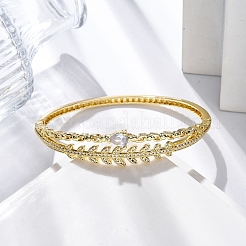 Bracelets à charnière en laiton plaqué or avec micro pavé de zircones cubiques&nbsp;BJEW-H624-02G