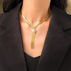 Collana lariat con ciondolo di perle acriliche&nbsp;NJEW-P271-03G-B
