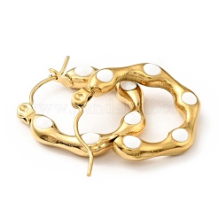 Boucles d'oreilles créoles hexagonales en acier inoxydable 304 avec placage ionique (IP) et émail pour femmes&nbsp;EJEW-G293-17E-G
