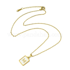 Collana pendente in acciaio inossidabile 304 con placcatura ionica (ip) rettangolare con lettera iniziale&nbsp;NJEW-R265-04G-M