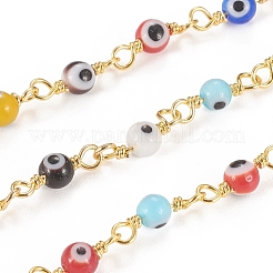 Handgemachte böse Augen Bunte Malerei runde Perlenketten&nbsp;CHC-G009-A-G04