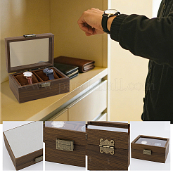 Cajas de madera para guardar relojes con 2 ranura&nbsp;OBOX-WH0089-261