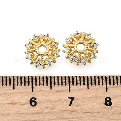 Blumen-Messing-Mikropflaster-Perlenkappen mit Zirkonia&nbsp;KK-K300-04B-G