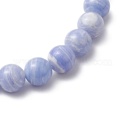 Braccialetti elastici in perline di agata blu naturale tinta per le donne&nbsp;BJEW-JB11261