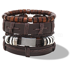 1 bracciale multifilo in pelle bovina e similpelle lavorato a maglia&nbsp;AJEW-GF0011-50F