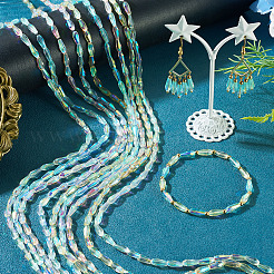 10 brin de perles en verre transparent plaqué couleur AB en forme de larme&nbsp;EGLA-TA0013-66