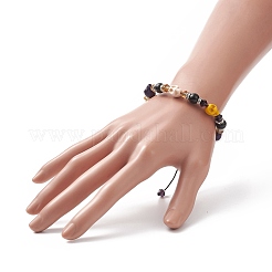 Braccialetti con perline intrecciate con teschio sintetico turchese (tinto).&nbsp;BJEW-JB09923-03