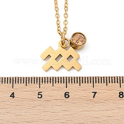 Colliers avec pendentif constellation de pierre de naissance en acier inoxydable 304&nbsp;LS-STAS-D305-08G-K