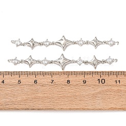 Breloques connecteurs en laiton pavé de zirconiums cubiques transparents en forme d'étoile&nbsp;CU-H003-04P