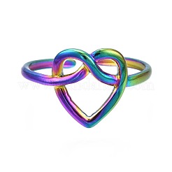 Bague manchette en acier inoxydable 304 en forme de cœur&nbsp;RJEW-N038-054