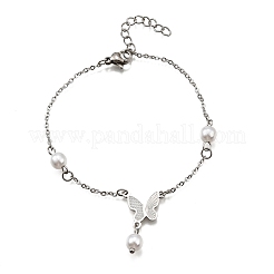 Bracciali a maglie a farfalla in acciaio inossidabile 304&nbsp;BJEW-C098-01A-P