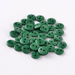 2-Hole Flat Round Resin Sewing Buttons for Costume Design, Dark Green, 11.5x2mm, Hole: 1mm