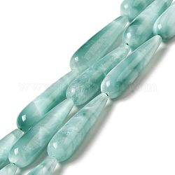 Hilos de perlas de vidrio natural, Grado A, lágrima, turquesa, 38.5~40x10mm, agujero: 1 mm, aproximamente 10 pcs / cadena, 15.5~15.7'' (39.37~39.88 cm)