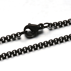 304 collane a catena della scatola in acciaio inox, con chiusure moschettone, elettroforesi nera, 29.33 pollice (74.5 cm), 2mm
