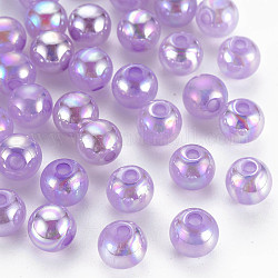 Perles en acrylique de gelée d'imitation, de couleur plaquée ab , ronde, moyen orchidée, 8mm, Trou: 1.8mm, environ 1745 pcs/500 g