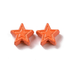 Окрашенного распылением сплава бисер, звезда, оранжевые, 7x7.5x3.2 мм, отверстие : 1.2 мм