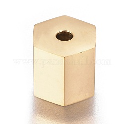 Ионное покрытие (ip) 304 шарик из нержавеющей стали, хорошо полируется, шестиугольник, золотые, 8x9x8 мм, отверстие : 2 мм
