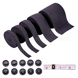 Cordón de goma elástico plano / banda, correas de costura accesorios de costura, negro, 20x0.5mm, 5m / set