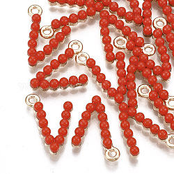 Ciondoli acrilico, con accessori in lega, lettera, oro chiaro, rosso, letter.v, 18x14x4mm, Foro: 1.6 mm
