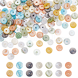 Sunnyclue 200pcs perles de coquille d'eau douce, teinte, disque / plat rond, perles heishi, couleur mixte, 7~8mm, Trou: 1mm