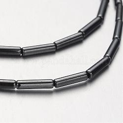 Non-magnetic Synthetic Hematite Bead Strands, Tube, Original Color, 8x2mm, Hole: 1mm, about 51pcs/strand, 15.7 inch