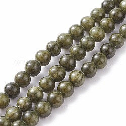 Natürliche grüne Jade gefärbt runde Perlen Stränge, dunkel olivgrün, 12 mm, Bohrung: 1.2 mm, 34 Stk. / Strang, 15.5 Zoll