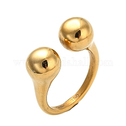 Placcatura ionica (ip) 304 polsino in acciaio inossidabile per donna, anello a sfera rotondo, oro, misura degli stati uniti 7 (17.3mm)