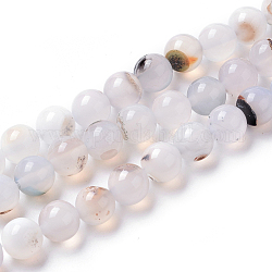 Chapelets de perles d'agate naturelle, teinte, ronde, fumée blanche, 8mm, Trou: 1.4mm, Environ 50 pcs/chapelet, 15.75 pouce (40 cm)