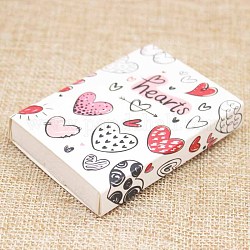 Kraft Paper Boxes and Earring Jewelry Display Cards, Packaging Boxes, with Heart Pattern, White, Folded Box Size: 7.3x5.4x1.2cm, Display Card: 6.5x5x0.05cm
