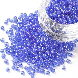 8/0 Round Glass Seed Beads, Transparent Colours Rainbow, Round Hole, Cornflower Blue, 8/0, 3mm, Hole: 1mm, about 1111pcs/50g, 50g/bag, 18bags/2pounds