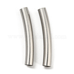 304 Stainless Steel Tube Beads, Curved Tube, Stainless Steel Color, 20x3mm, Hole: 2.4mm