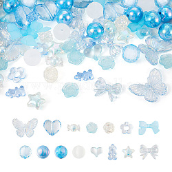 Beadthoven DIY Beads Jewelry Making Finding Kit, Including Acrylic & Plastic Beads, Heart & Butterfly & Bear & Flower & Star, Deep Sky Blue