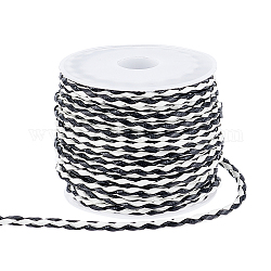 Cordones trenzados de imitación de cuero de 7 yarda pandahall elite, redondo, en blanco y negro, con carretes de plástico de 1 pieza, negro, 3mm