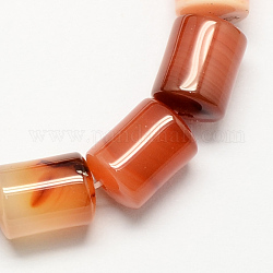 Dyed Natural Gemstone Red Agate Column Beads Strands, Tomato, 14x10mm, Hole: 1mm, about 28pcs/strand, 15.7inch