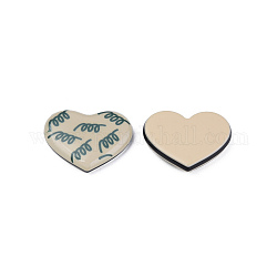 Cabochon in acrilico stampato, cuore, mandorle sbollentate, 22x26x5mm