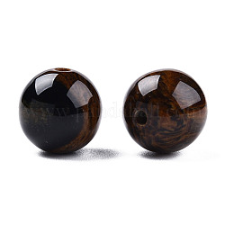 Abalorios de resina, de piedras preciosas de imitación, redondo, coco marrón, 12x11.5mm, agujero: 1.5~3 mm