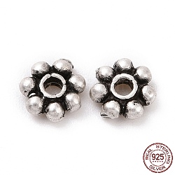 925 Sterling Silver Bead Caps, Multi-petal, Antique Silver, 5x1.5mm, Hole: 1.6mm, about 60Pcs/10g